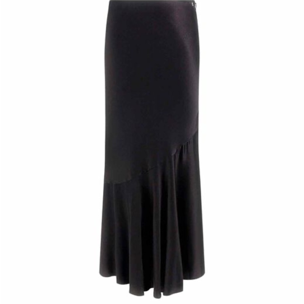 Mossimo Black Mermaid Maxi Skirt Asymmetrical Ruffle Hem Small whimsigoth